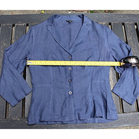 TARA JARMON Paris -"Ingrid" Lightweight Linen Blazer in Blue, 42, Made in France - Picture 8 of 10